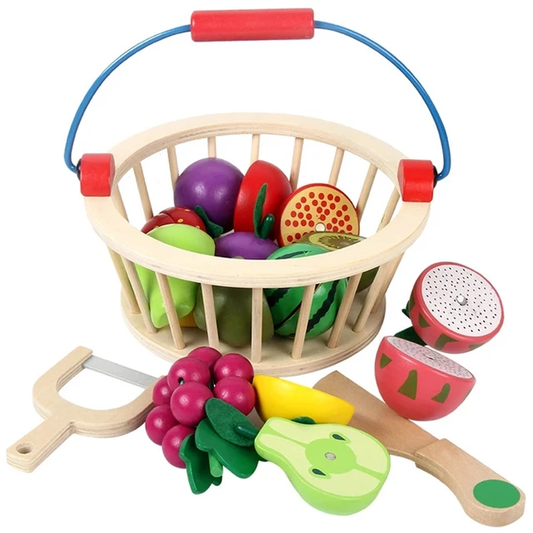 Wooden Vegetable and fruit magnetic pretend play toy for kids