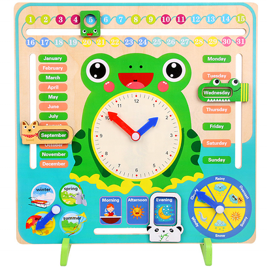 Wooden Calendar Clock (Frog)
